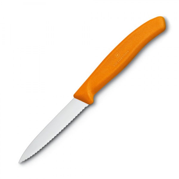 Victorinox - Paring Knife,8cm Pointed Tip,Wavy Edge,Classic,Orange